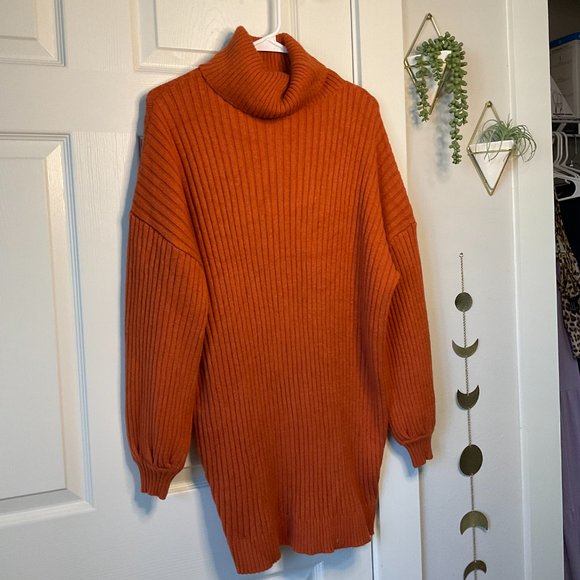Pumpkin Long Sleeve Turtleneck Sweater Dress - Size Medium - Picture 2 of 11